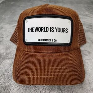 John Hatter Trucker‎ Patch Snapback Mesh Corduroy "The World Is Yours" Hat Cap